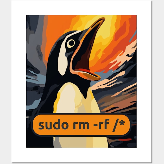 Screaming Tux Linux sudo rm -rf /* Wall Art by zap